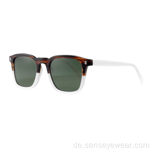 Quadratische trendige Sonnenbrille Vintage Acetat -Schräg -Sonnenbrille